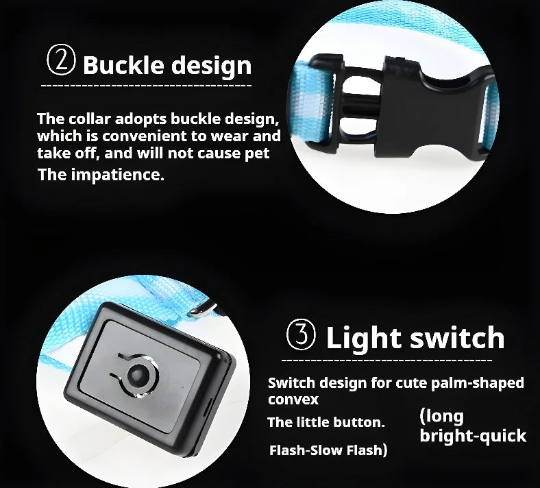Pet Collar Nylon LED Night
